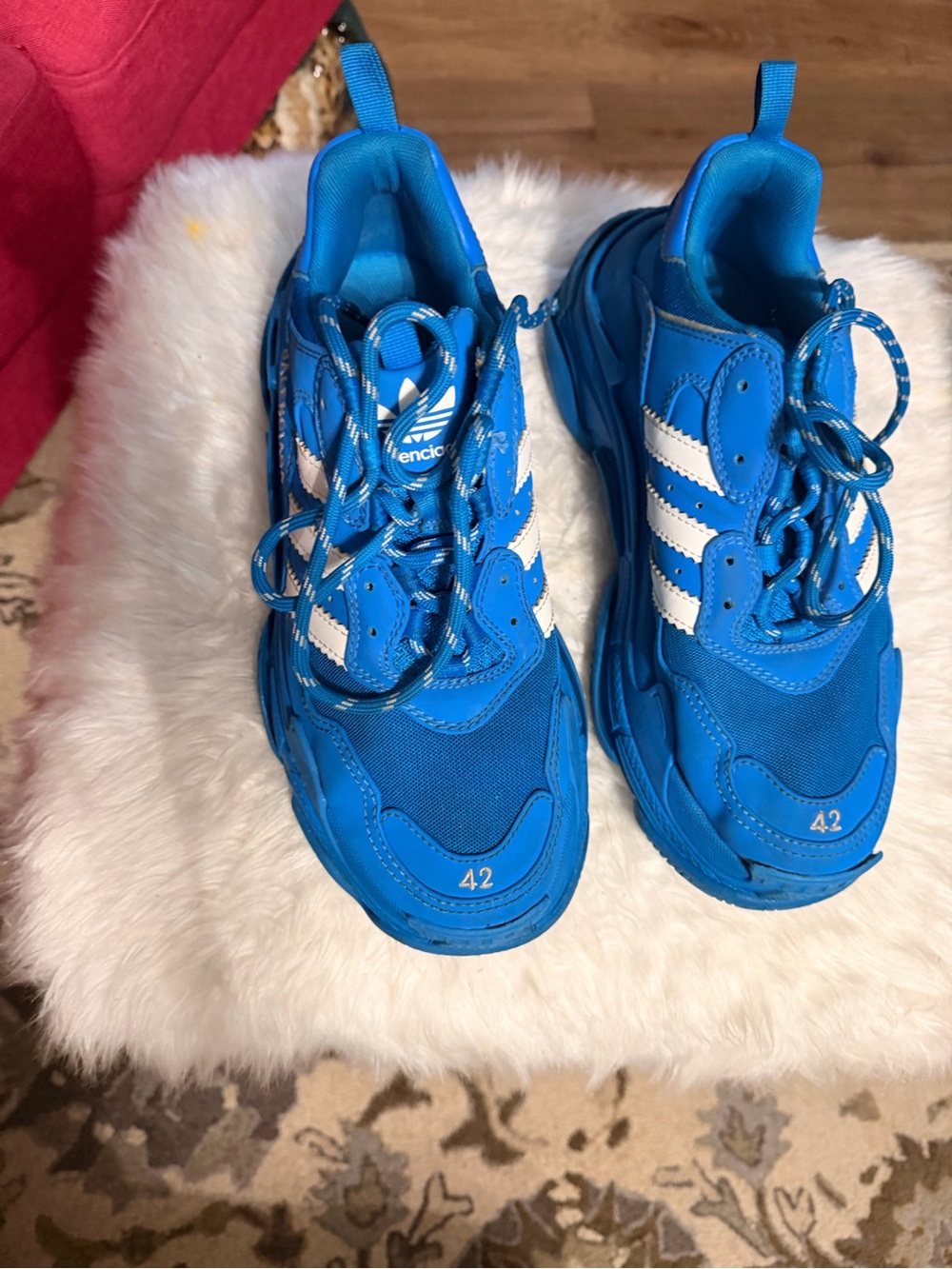 Balenciaga Electric Blue Sneakers with White Stripes